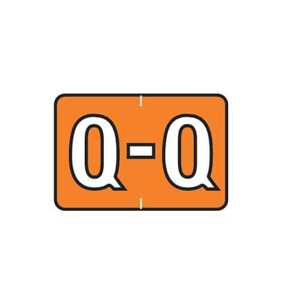 Barkley ABKM and Sycom Compatible Alpha File Box Label, 1-1/2" W x 1" H, Letter Q, Orange, 225/Pkg - Barkley® ABKM and Sycom® Compatible Alpha File Box Label, 1-1/2 W x 1 H, 225/Pkg - Q, Orange - Image 1