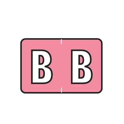 Barkely® ABKM and Sycom® Compatible Alpha Roll Label, 1-1/2" W x 1" H, Letter B, Pink, 500/Roll - Barkely® ABKM and Sycom® Compatible Alpha Roll Label, 1-1/2" W x 1" H, 500/Roll - B, Pink - Image 1