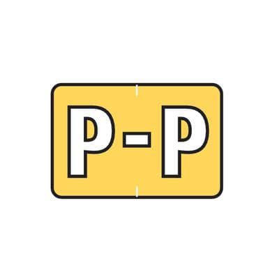 Barkley ABKM and Sycom Compatible Alpha File Box Label, 1-1/2" W x 1" H, Letter P, Yellow, 225/Pkg - Barkley® ABKM and Sycom® Compatible Alpha File Box Label, 1-1/2 W x 1 H, 225/Pkg - P, Yellow - Image 1