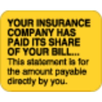 Collection/Billing Labels - Insurance Has Paid, Fluorescent Orange, 1-1/4" W x 1" H, 350/Roll - Collection/Billing Labels - Insurance Has Paid, Fluorescent Orange, 1-1/4" W x 1" H, 350/Roll - Image 1