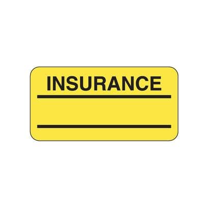 Insurance Information At a Glance Labels, Fluorescent Yellow, 2" W x 1" H, 500/Roll - Insurance Information At a Glance Labels, 500/Roll - Insurance, Fluorescent Yellow, 2" W x 1" H - Image 1