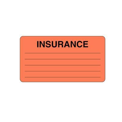 Insurance Information At a Glance Labels, Fluorescent Red, 3-1/4" W x 1-3/4" H, 500/Roll - Insurance Information At a Glance Labels, 500/Roll - Insurance, Fluorescent Red - Image 1