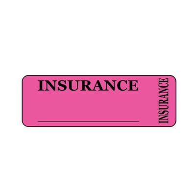 Insurance Information At a Glance Labels, Fluorescent Pink, 3" W x 1" H, 500/Roll - Insurance Information At a Glance Labels, 500/Roll - Insurance, Fluorescent Pink - Image 1