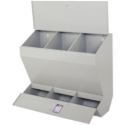 Fashion Grey Triplex Plaster Bin, 3-Compartment, 21" x 18" x 8", Gravity Feed, NevinLabs thumbnail 2