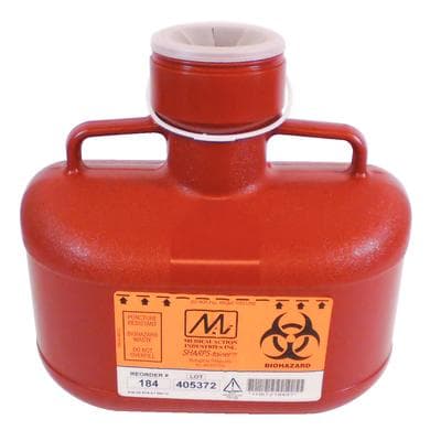 Medegen Sharps-Tainer Locking Sharps Container, Polypropylene, Red, Small, 4.8 Qt, Nonstackable, Locking Cap without Needle Remover thumbnail 2