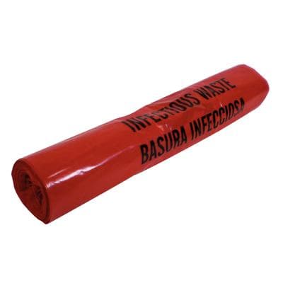 Unimed Red Biohazard Bags, 5 Gallon, 1.5 mil, 15-3/4" W x 23-5/8" L, 20 Bags/Roll, 10 Rolls/Box, 200/Pkg thumbnail 2