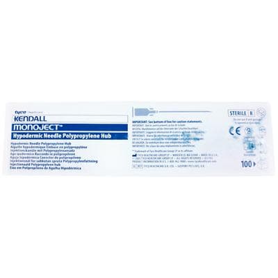 Monoject Hypodermic Needle, 20G x 1-1/2", Polypropylene Hub, Regular Bevel, Pink, Sterile, 100/Box (8881250107) thumbnail 3