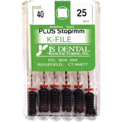JS Dental K-File Plus Stainless Steel Endodontic File, Size #40, 25 mm, with Rubber Stops and mm Markings, 6/Box thumbnail 5