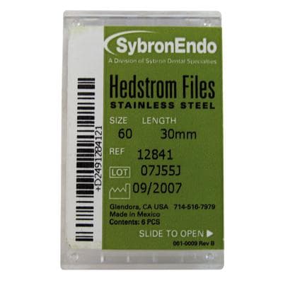 Kerr (SybronEndo) Hedstrom Files, Size #60, 30mm, Blue, Stainless Steel, Non-Cutting Tip, 6/Pack, Ref 12841 thumbnail 9