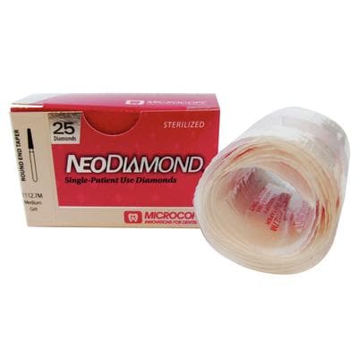 NeoDiamond® FG Diamond Bur, Round End Taper, Medium Grit, #856 (1112.7M), 1.2 mm Diameter, 7.0 mm Length, Blue Ring, 25/Pkg thumbnail 6