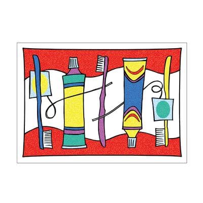 Reminder Postcards (DDS/MD) Personalized, Brushes Floss Toothpaste Design, 6" W x 4-1/4" H, 100/Pkg - Reminder Postcards (DDS/MD) Personalized, 100/Pkg - Brushes Floss Toothpaste, 6" W x 4-1/4" H - Image 1