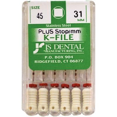 JS Dental K-Files PLUS Stainless Steel Endodontic Hand Files, 31mm, Size #45, White, 6/Box thumbnail 3