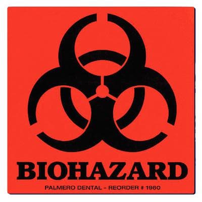 Palmero Biohazard Warning Labels, 3" x 3", Black on Red, 100/Roll, 1960 thumbnail 9