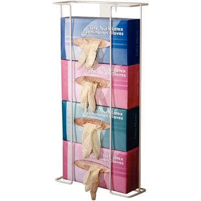 Wire Glove Box Holder, Unimed - Horizontal, Quadruple, White, 11"W x 22"H x 4"D thumbnail 3