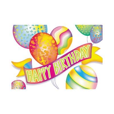 Birthday Postcards (DDS/MD) 4-Up Laser, Banner and Balloons Design, 5-1/2" W x 4-1/4" H, 100/Pkg - Birthday Postcards (DDS/MD) 4-Up Laser 100/Pkg - Banner and Balloons, 5-1/2" W x 4-1/4" H - Image 1