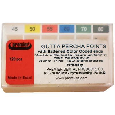 Premier Gutta Percha Points, AAE Color-Coded, Assorted Sizes #45-80, .02 Taper, 28mm, 120/Box (120 Points), 9056020 thumbnail 6