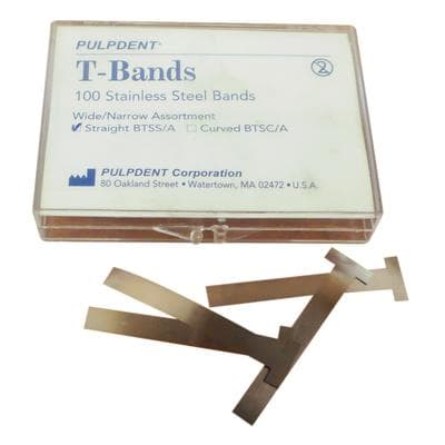 Pulpdent T-Bands, Stainless Steel, Straight, Assorted, 0.002" (0.05 mm) Thick, 100/Box, BTSS/A thumbnail 9