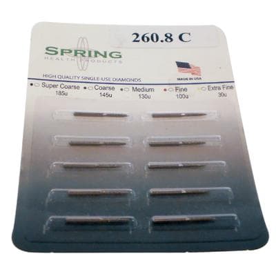 Spring Disposable Diamond Bur, Regular FG, Coarse, Green Ring, Flame Shape, #862, 1.2 mm Diameter, 8 mm Length, 10/Pkg - Spring Disposable Diamonds – Regular FG, Coarse, Green, Flame - # 862, 1.2 mm Diameter, 8 mm Length, 10/Pkg - Image 1