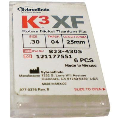 K3XF NiTi Rotary File, .04 Taper, #30, 25 mm, Blue, 6/Pk, 823-4305 thumbnail 17
