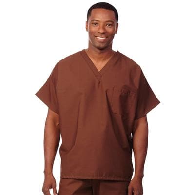 Fashion Seal Healthcare® Unisex Fashion Scrub Shirt, 65/35 Fashion Poplin®, V-Neck, Short Sleeve, Chocolate, 2XL, 1/Pkg - Fashion Seal Healthcare® Unisex Fashion Scrub Shirts, 65/35 Fashion Poplin® - Chocolate, 2 XL - Image 1