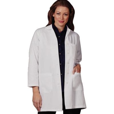 Fashion Seal Healthcare® Ladies' Skimmer Length Lab Coat, White, Small, 1/Pkg thumbnail 2