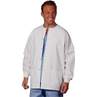Fashion Seal Healthcare® Unisex Warm-Up Jacket, White, Extra Small, 2 Pockets, Style 7699 thumbnail 2
