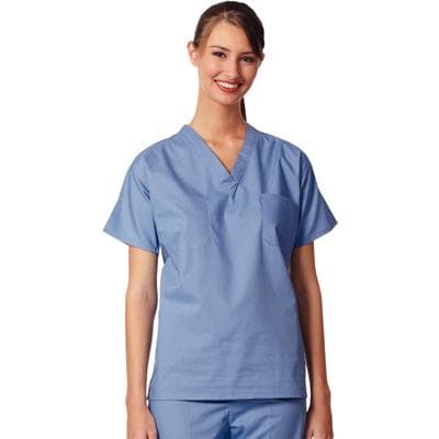 Fashion Seal Healthcare® Unisex Set-In Sleeve Scrub Shirt, Ciel Blue, Extra Large, Reversible, 55% Cotton/45% Polyester, 6796 thumbnail 3