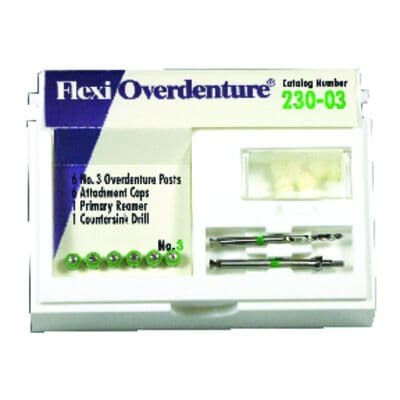 Flexi-Overdenture Stainless Steel #3 Green Refill: 6 Overdenture Posts, 6 Attachment Caps, 6 Rubber Bands, 1 Primary Reamer and 1 Countersink Drill (230-03) thumbnail 3