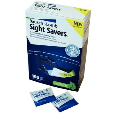 Bausch & Lomb Premoistened Lens Cleaning Tissues, 5" x 8", 100/Box with Dispenser - Bausch & Lomb Premoistened Lens Cleaning Tissues, Dispenser: 5 -1/4 W x 8-3/4 H, Tissue Size: 5 x 8 , 100/Box - Bausch & Lomb Premoistened Lens Cleaning Tissues, Dispenser - Image 1