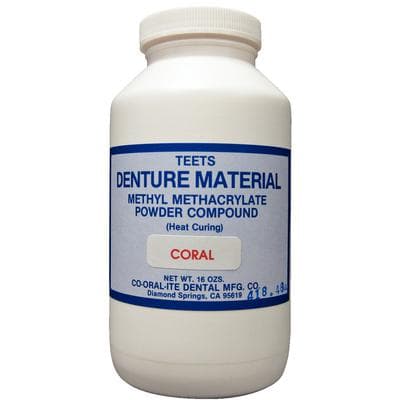 Teets Denture Material Heat Cure Powder, Coral, 1 lb - Teets Denture Material – Heat Cure, Powder and Liquid - Powder, Coral, 1 lb - Image 1