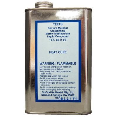 Teets HC Denture Resin Liquid, Heat Cure, 16 oz/Bottle - Teets Denture Material - Image 1