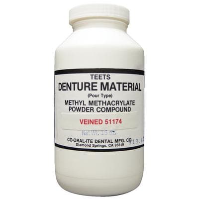 Teets Pour Type Denture Base Resin Powder, Veined Shade, 1 lb Jar - Teets Denture Material – Pour Type, Powder - Veined Shade, 1 lb - Image 1