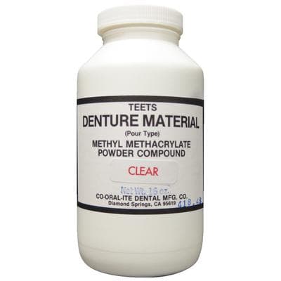 Teets Pour Type Denture Base Material, Clear Powder, 1 lb - Teets Denture Material – Pour Type, Powder - Clear, 1 lb - Image 1