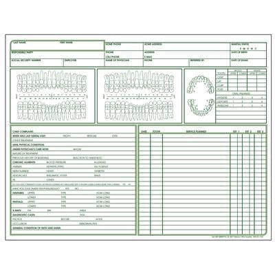 Patterson Dental Exam/Continuation Forms, 110 lb Index Stock, 11" W x 8-1/2" H, 2-Sided, Green Design, 100/Pkg thumbnail 2