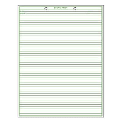 Continuation Form, 2-Hole Punched at Top, 8-1/2" W x 11" H, 2-Sided, Green Design, 100/Pkg - Continuation Form with 2 Holes at Top, 8-1/2" W x 11" H, 100/Pkg - with Holes - Image 1