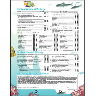Patient Information Form, Sea Life ColorForms™, 8-1/2" W x 11" H, 2-Sided, 2-Hole Punched, White, 100/Pkg - Patient Information, Sea Life ColorForms™, 8-1/2 W x 11 H, 100/Pkg - Form - Image 1