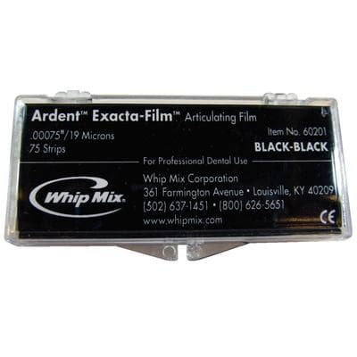 Ardent Exacta-Film Articulating Film, Black/Black, 19 Microns (0.00075"), Double-Sided, 75 Strips/Box, 60201 thumbnail 10