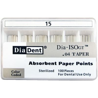 DiaDent Dia-ISO GT Absorbent Paper Points, .04 Taper, ISO Size #15, White, 100/Box thumbnail 5