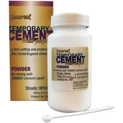 Temrex Zinc Oxide Eugenol Temporary Cement Powder, White, 100g Bottle, Refill, 340 thumbnail 17