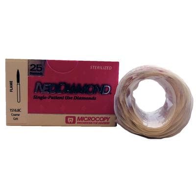 NeoDiamond® FG Diamond Bur, Flame, Coarse, Green Ring, #862 (1516.8C), 1.6 mm Diameter, 8.0 mm Head Length, 25/Pkg thumbnail 6