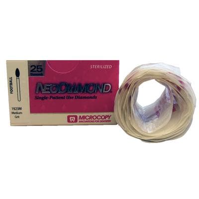 Microcopy NeoDiamond FG #1923 (368-023) Football Shaped Disposable Diamond Bur, Medium Grit, 2.3 mm Diameter, 5.2 mm Length, 25/Pack thumbnail 6