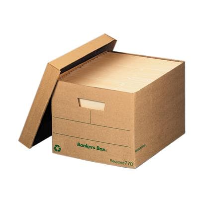 Bankers Box R-Kive Storage Box, Letter/Legal, Locking Lift-off Lid, Kraft/Green, 12/Carton (FEL 12775) thumbnail 2
