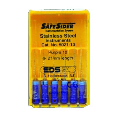 SafeSiders Endodontic Hand Reamers, #10, 21 mm, 0.02 Taper, Stainless Steel, Purple, 6/Pkg, 5021-10 thumbnail 14