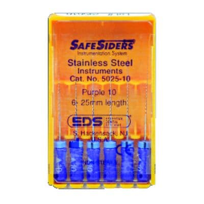 SafeSiders Endodontic Reamers, Stainless Steel, 25mm, .02 Taper, Size #10, Purple, 6/Pkg, 5025-10 thumbnail 15