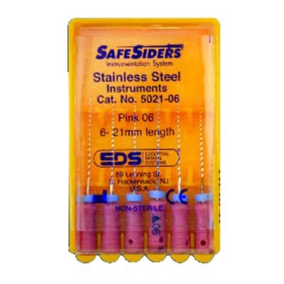 SafeSiders Endodontic Hand Reamers, 21 mm, 0.02 Taper, Size #06, Pink, 6/Pkg, 5021-06 thumbnail 8