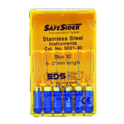 SafeSiders Endodontic Hand Reamers, 21 mm, 0.02 Taper, Size #30, Blue, Stainless Steel, 6/Pkg, 5021-30 thumbnail 11