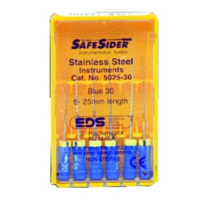SafeSiders Endodontic Reamers, Stainless Steel, #30, 0.02 Taper, 25mm, Blue, 6/Pkg, 5025-30 thumbnail 14