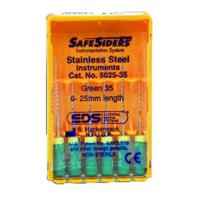 SafeSiders Endodontic Hand Reamers, #35, 25mm, 0.02 Taper, Stainless Steel, Green, 6/Pack, 5025-35 thumbnail 12