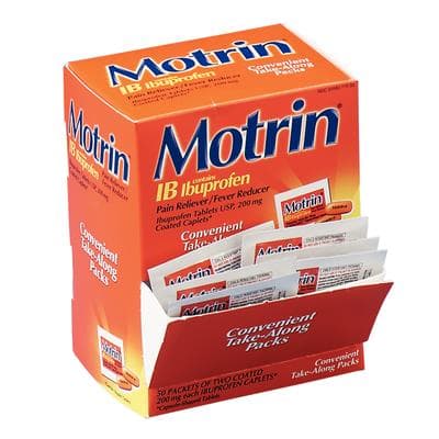 Motrin Ibuprofen Single Dose Medication Packets, 200 mg, 2 Tablets per Packet, 50 Packets/Box, MCL 48152 - Single Dose Medication Packets, 50 Packets/Box - Motrin Ibuprofen, 200 mg, 2/Pk - Image 1
