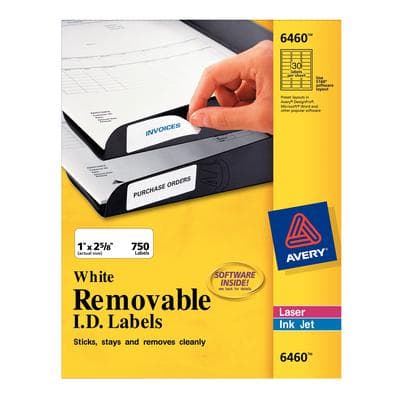Avery® Removable Multi-Use Labels, 1" x 2-5/8", White, 750/Pack, AVE6460 thumbnail 2